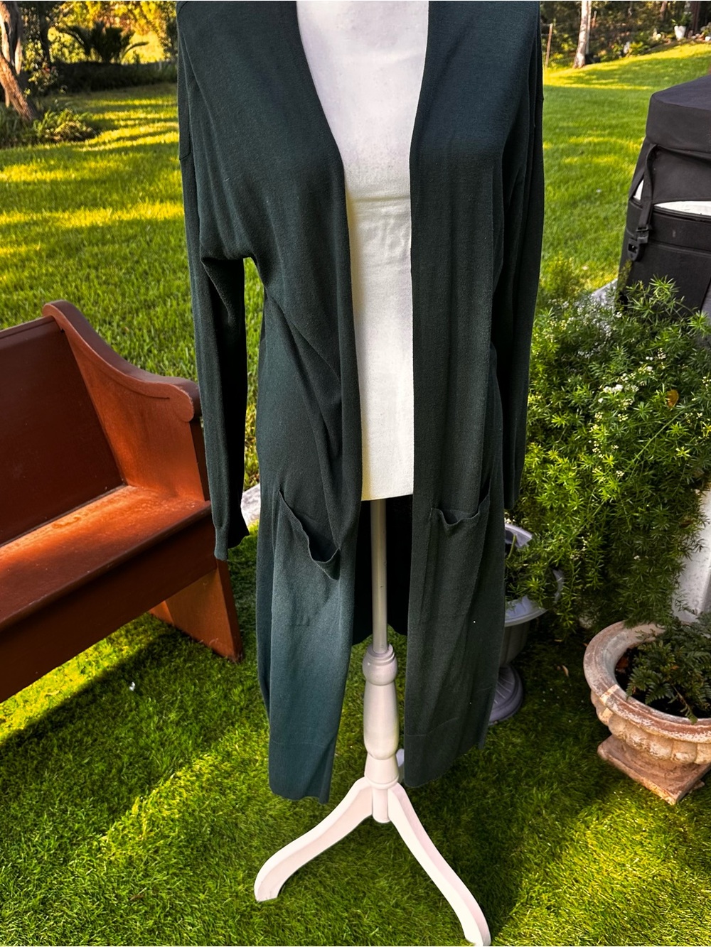 Old Navy Forest Green Open-Front Long Cardigan